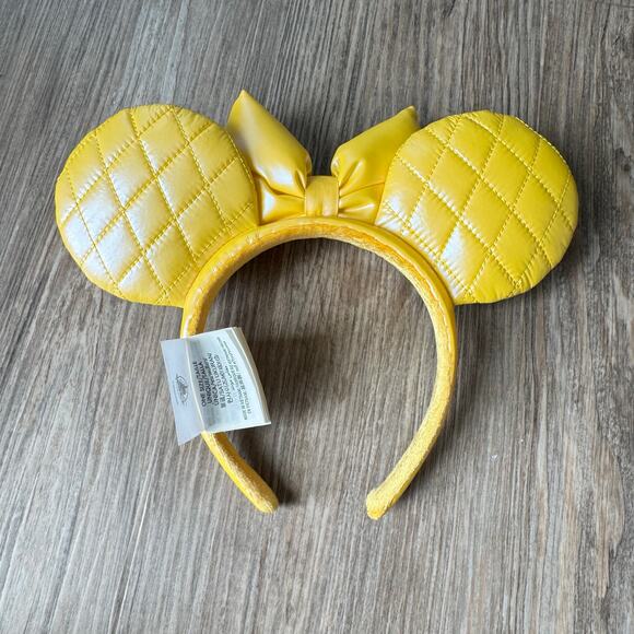 Disney Parks Bright Yellow Quilted Minnie Mouse Ears Headband - Picture 2 of 2